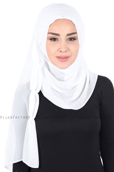 Disa - White Practical Chiffon Hijab