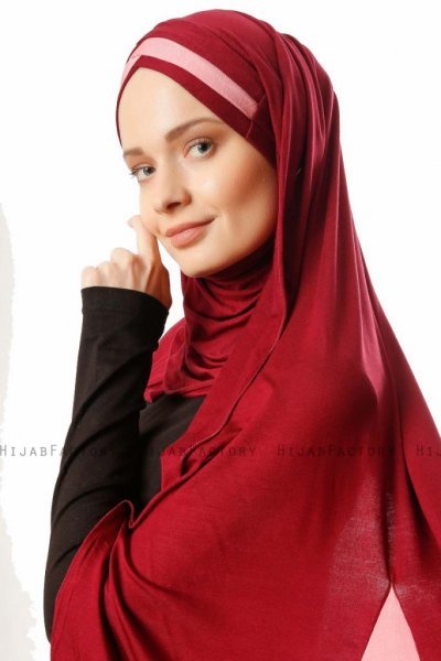 Duru - Bordeaux & Dark Pink Jersey Hijab