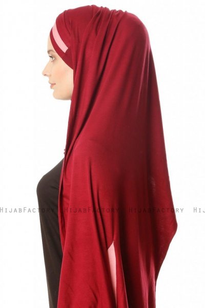 Duru - Bordeaux & Dark Pink Jersey Hijab