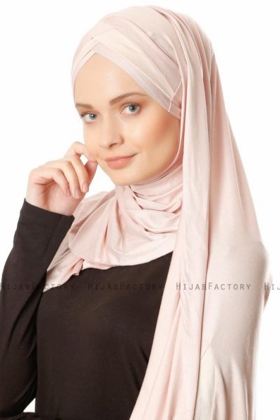Duru - Dusty Pink & Beige Jersey Hijab