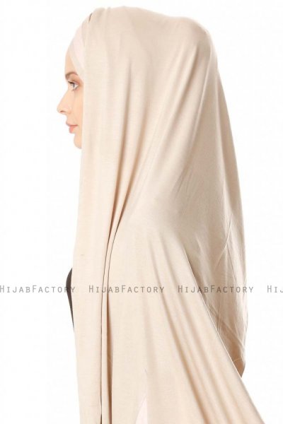 Duru - Light Taupe & Dusty Pink Jersey Hijab