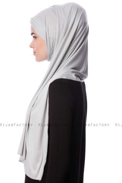 Eslem - Light Grey Pile Jersey Hijab - Ecardin