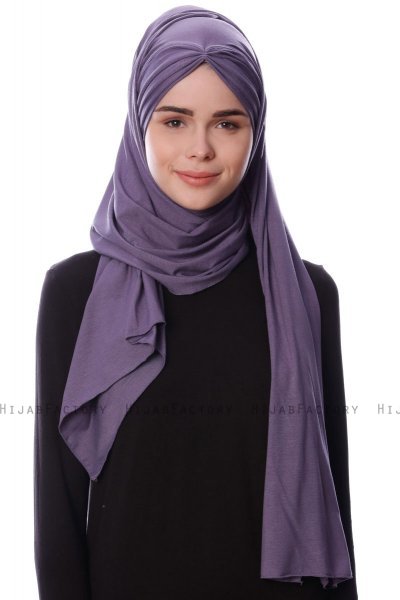 Eslem - Dark Purple Pile Jersey Hijab - Ecardin
