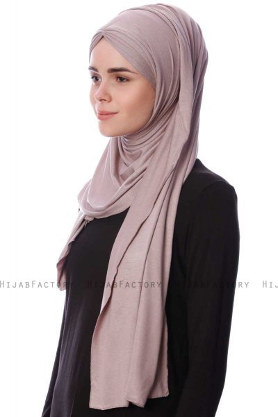 Eslem - Stone Grey Pile Jersey Hijab - Ecardin