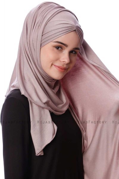 Eslem - Stone Grey Pile Jersey Hijab - Ecardin