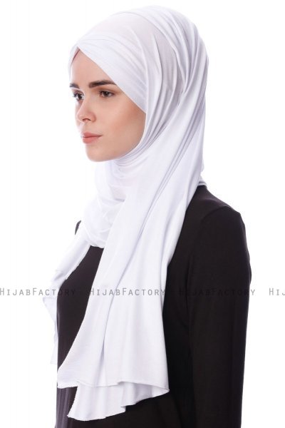 Eslem - White Pile Jersey Hijab - Ecardin