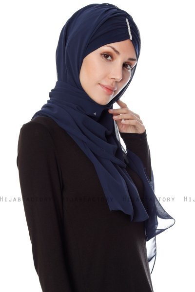Evren - Navy Blue Chiffon Hijab