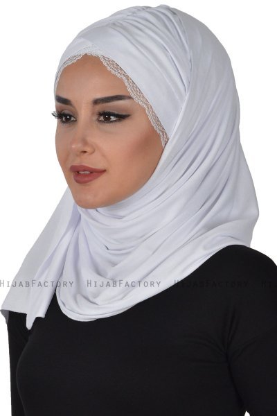 Filippa - White Practical Cotton Hijab - Ayse Turban