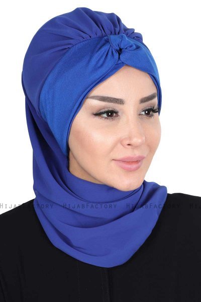 Gill - Blue & Blue Chiffon Turban