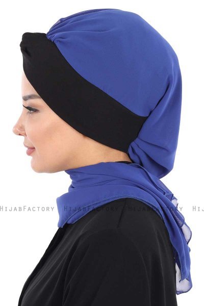 Gill - Blue & Black Chiffon Turban