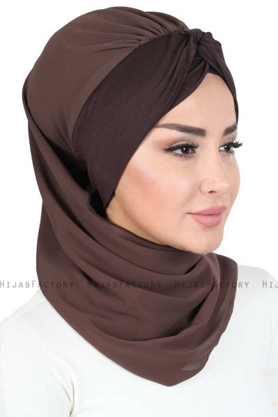 Gill - Brown & Brown Chiffon Turban