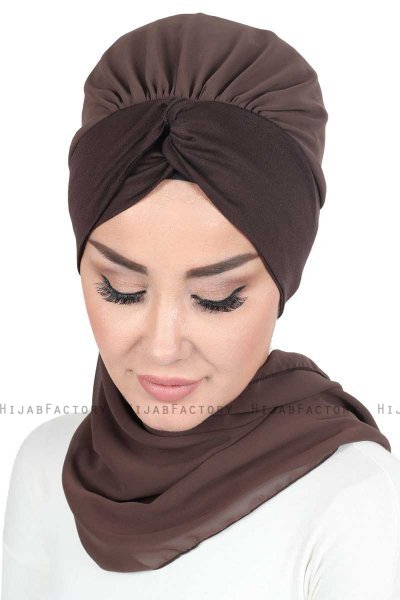 Gill - Brown & Brown Chiffon Turban