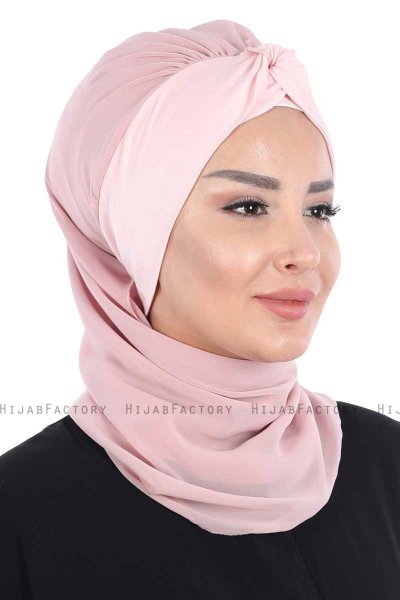 Gill - Dusty Pink & Dusty Pink Chiffon Turban