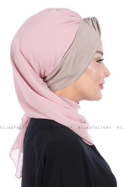 Gill - Dusty Pink & Taupe Chiffon Turban