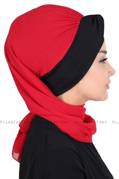 Gill - Red & Black Chiffon Turban