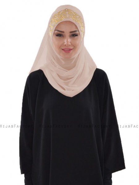 Gina Beige Praktisk One-Piece Hijab Ayse Turban 324105-1