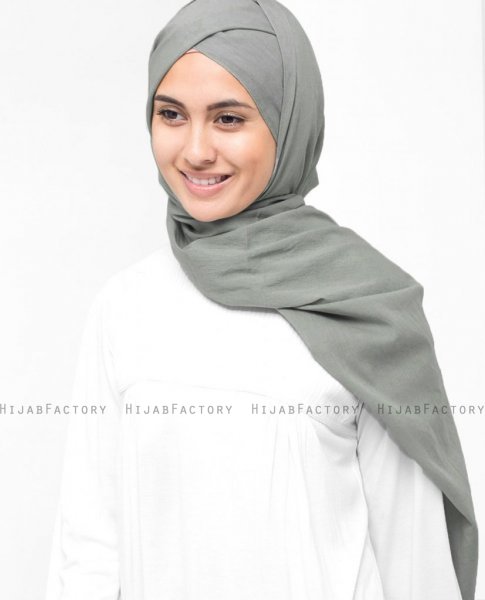 Green Ash - Grön Bomull Voile Hijab 5TA35b