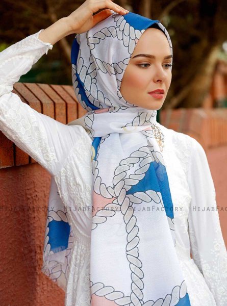 Dahab - Blue Patterned Hijab - Sal Evi