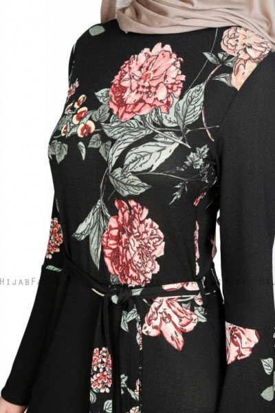 Hanan Svart Blommig Klänning Miss Halima 280291e