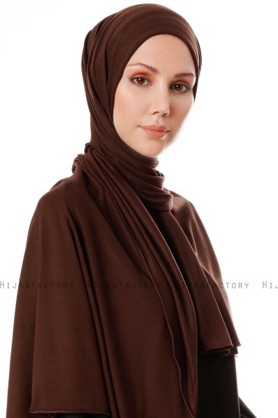 Hande - Dark Brown Cotton Hijab - Gülsoy