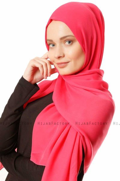 Hazal - Fuchsia Crepe Hijab - Ecardin