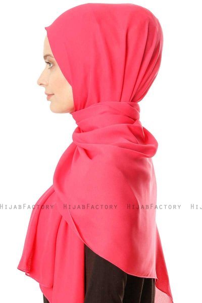 Hazal - Fuchsia Crepe Hijab - Ecardin