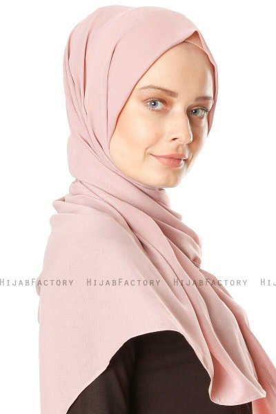 Hazal - Dusty Pink Crepe Hijab - Ecardin