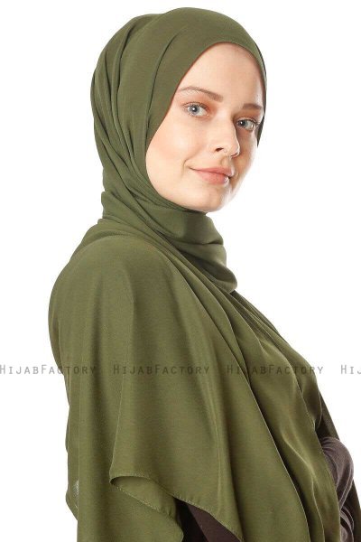 Hazal - Khaki Crepe Hijab - Ecardin