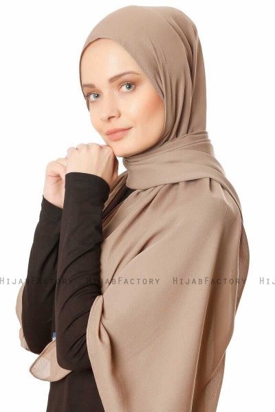 Hazal - Taupe Crepe Hijab - Ecardin