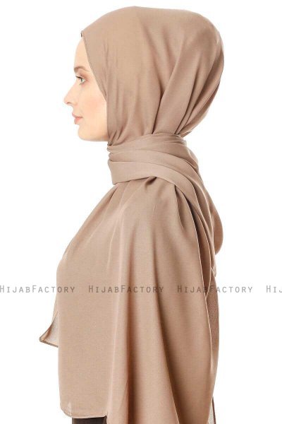 Hazal - Taupe Crepe Hijab - Ecardin
