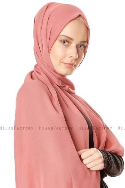 Hazal - Brick Red Crepe Hijab - Ecardin
