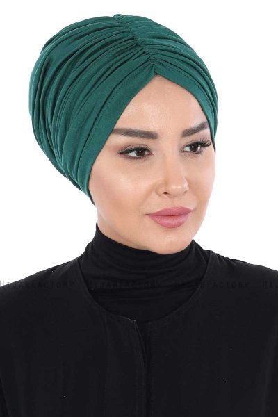Jill - Dark Green Cotton Turban - Ayse Turban