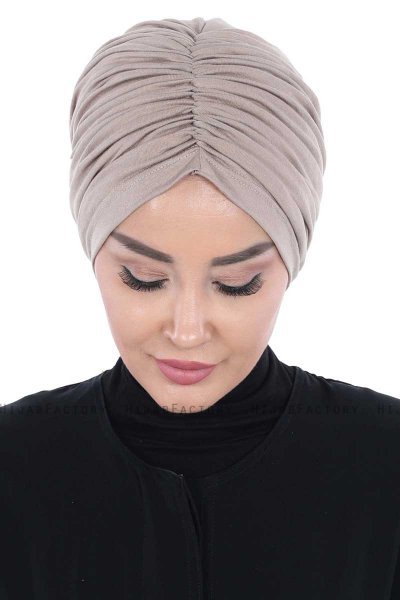 Jill - Taupe Cotton Turban - Ayse Turban