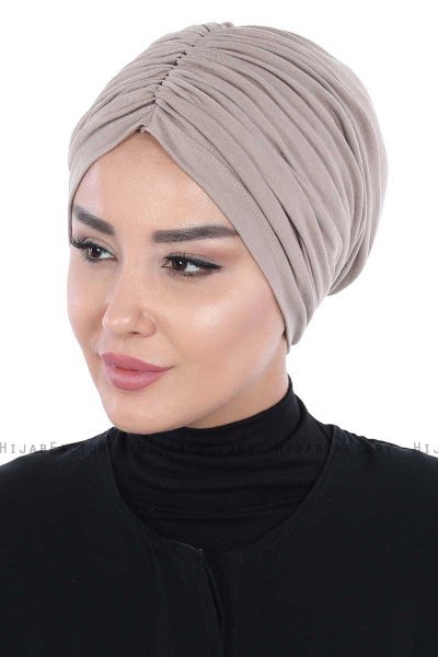 Jill - Taupe Cotton Turban - Ayse Turban