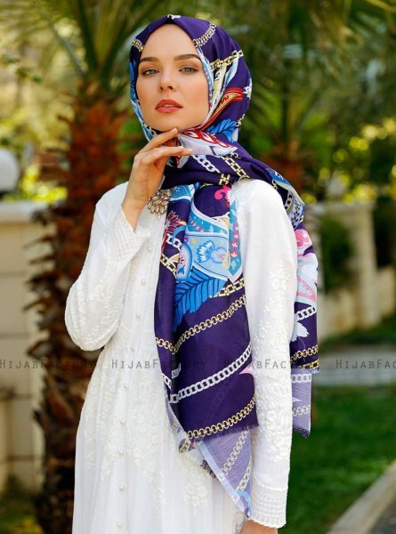 Jumana - Purple Patterned Hijab - Sal Evi
