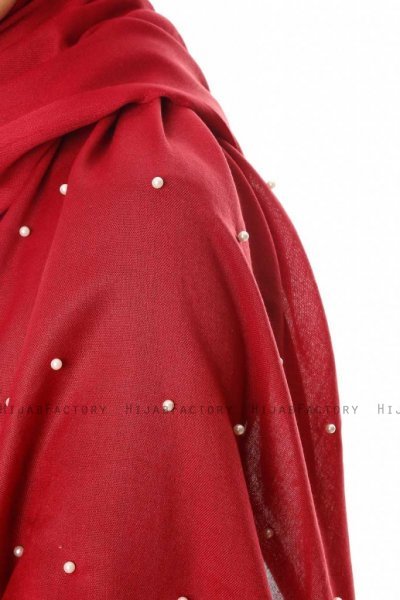 Kadri - Bordeaux Hijab With Pearls - Özsoy
