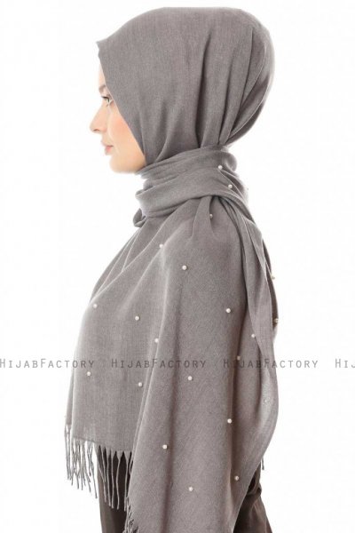 Kadri - Grey Hijab With Pearls - Özsoy