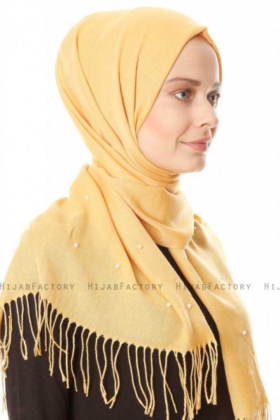Kadri - Yellow Hijab With Pearls - Özsoy