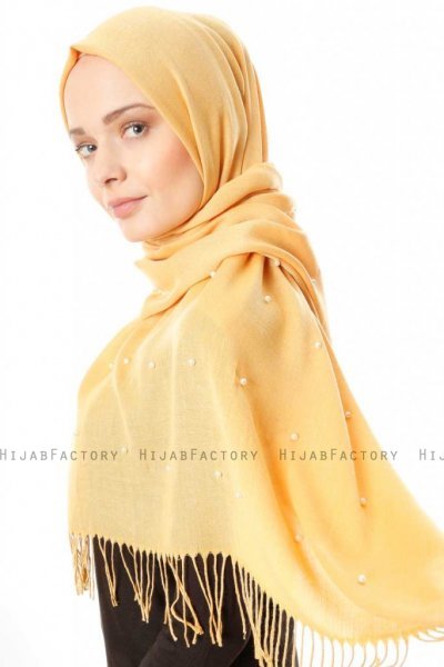 Kadri - Yellow Hijab With Pearls - Özsoy