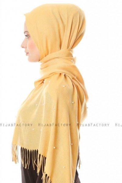 Kadri - Yellow Hijab With Pearls - Özsoy