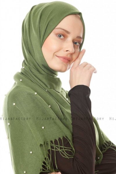 Kadri - Khaki Hijab With Pearls - Özsoy