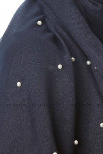 Kadri - Navy Blue Hijab With Pearls - Özsoy