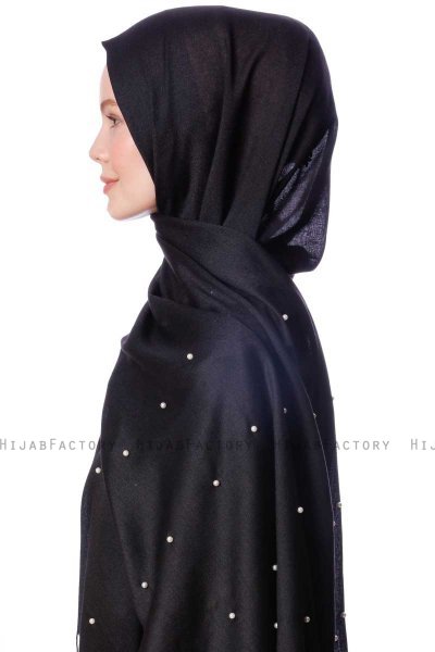 Kadri - Black Hijab With Pearls - Özsoy