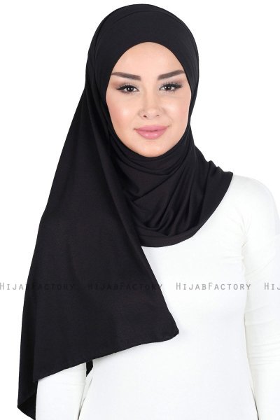 Kaisa - Black Practical Cotton Hijab