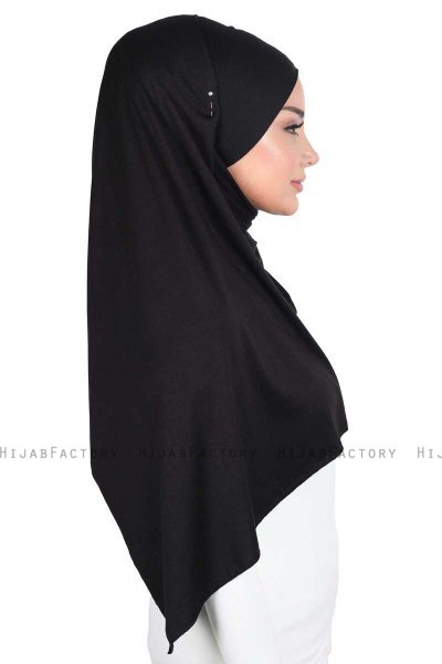 Kaisa - Black Practical Cotton Hijab