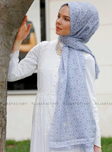 Khadija - Grey Patterned Hijab - Sal Evi