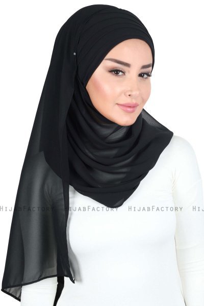 Malin - Black Practical Chiffon Hijab