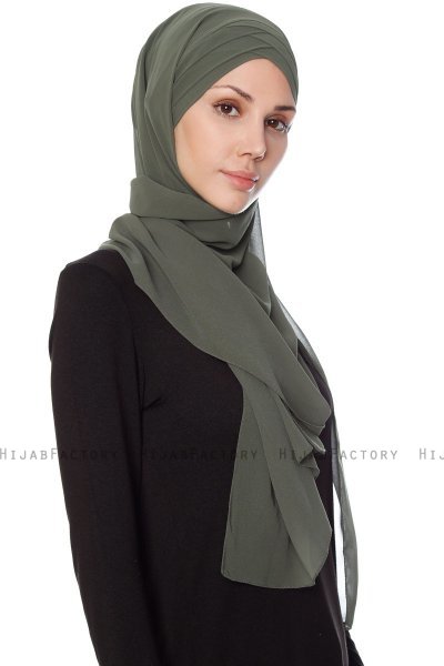 Mehtap - Khaki Practical One Piece Chiffon Hijab