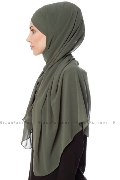 Mehtap - Khaki Practical One Piece Chiffon Hijab