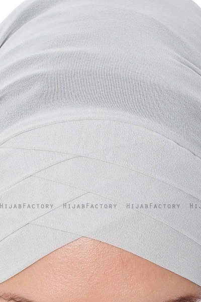 Mehtap - Light Grey Practical One Piece Chiffon Hijab